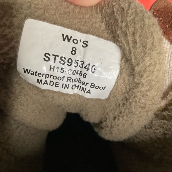 Sperry Duck Winter/Rain Boots, orange/green-brown/tan, size W8, Waterproof, EUC! - Picture 7 of 10